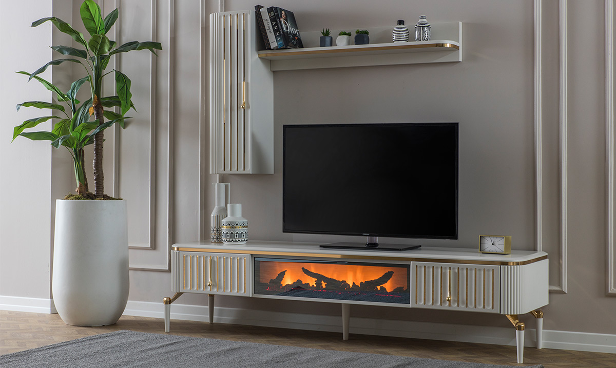 Bianca Aytaşı Şömineli Tv Ünitesi TV Ünitesi