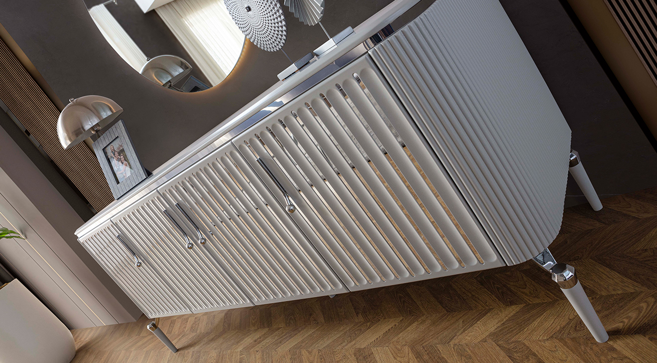 Biance Gümüş Metal Ayaklı Yemek Odası Takımı Yemek Odası