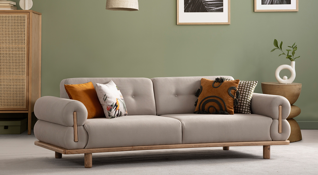 Bohem Yataklı Ahşap Ayaklı Koltuk Takımı Yataklı Koltuk Takımları