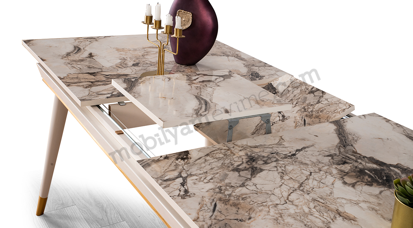 Sahra Aytaşı Yemek Odası Takımı (Mermer Desen) Yemek Odası