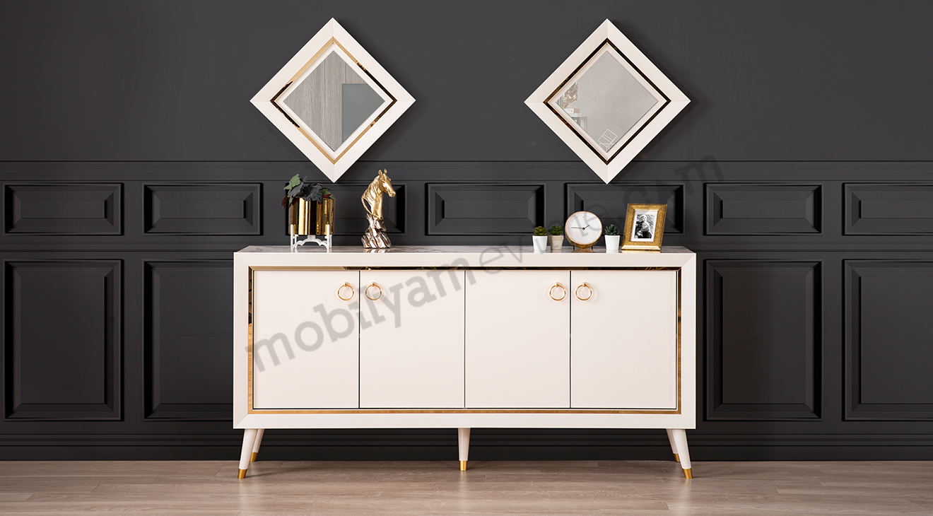 Sahra Aytaşı Yemek Odası Takımı (Mermer Desen) Yemek Odası