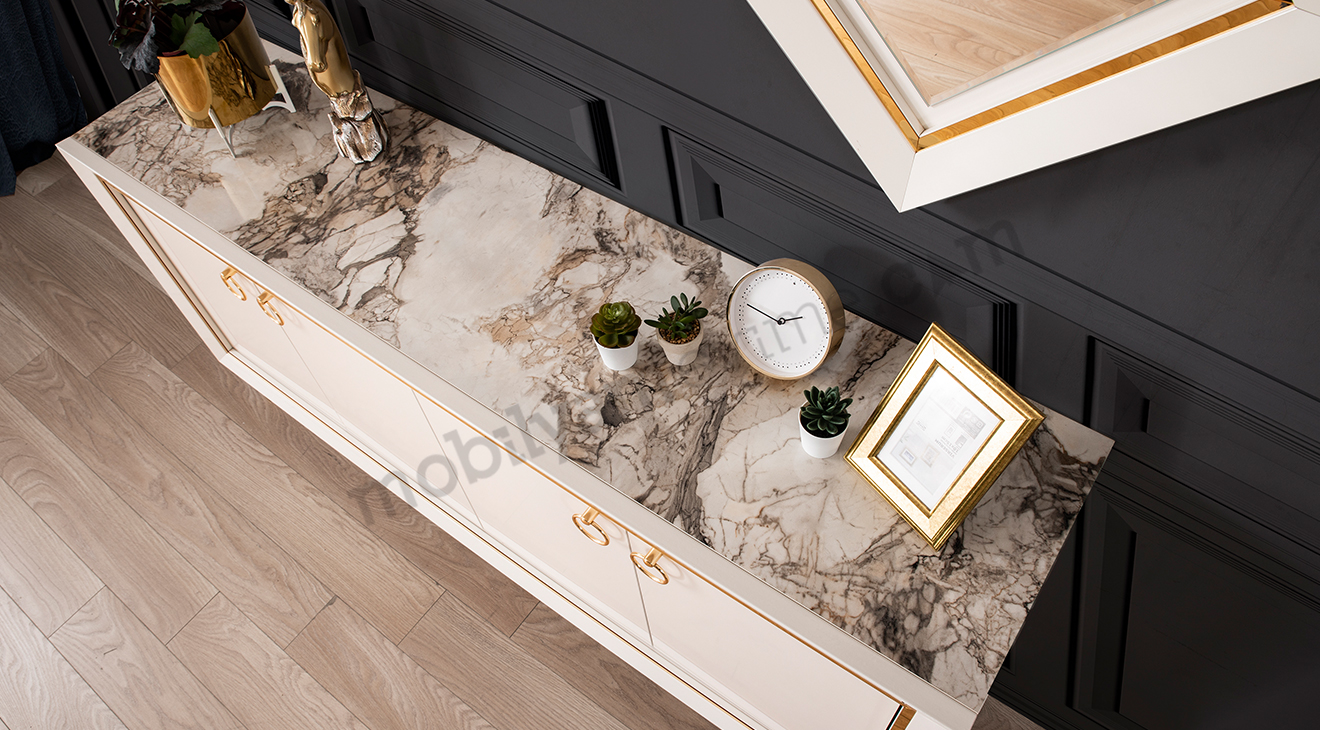 Sahra Aytaşı Yemek Odası Takımı (Mermer Desen) Yemek Odası