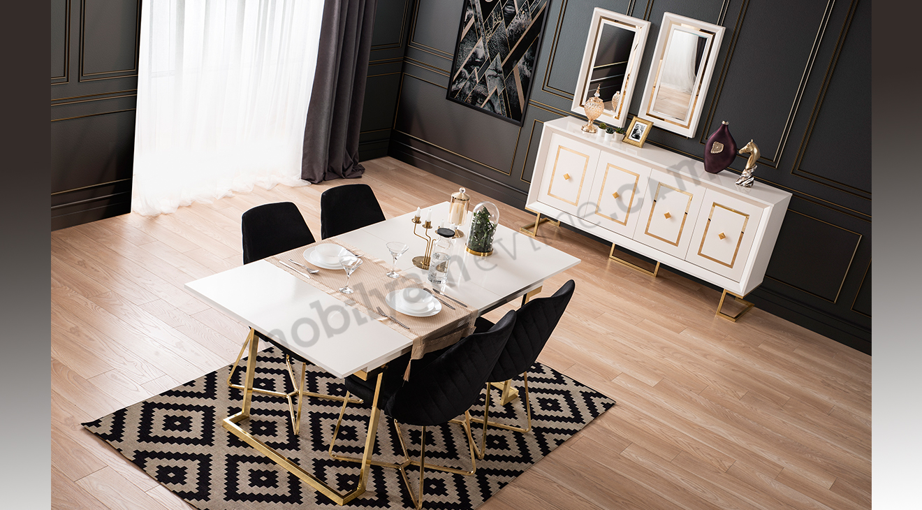 Berrak Gold Metal Ayaklı Yemek Odası Takımı Yemek Odası