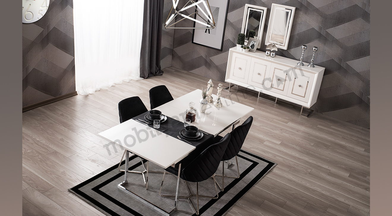 Berrak Metal Ayaklı Yemek Odası (Gümüş) Yemek Odası