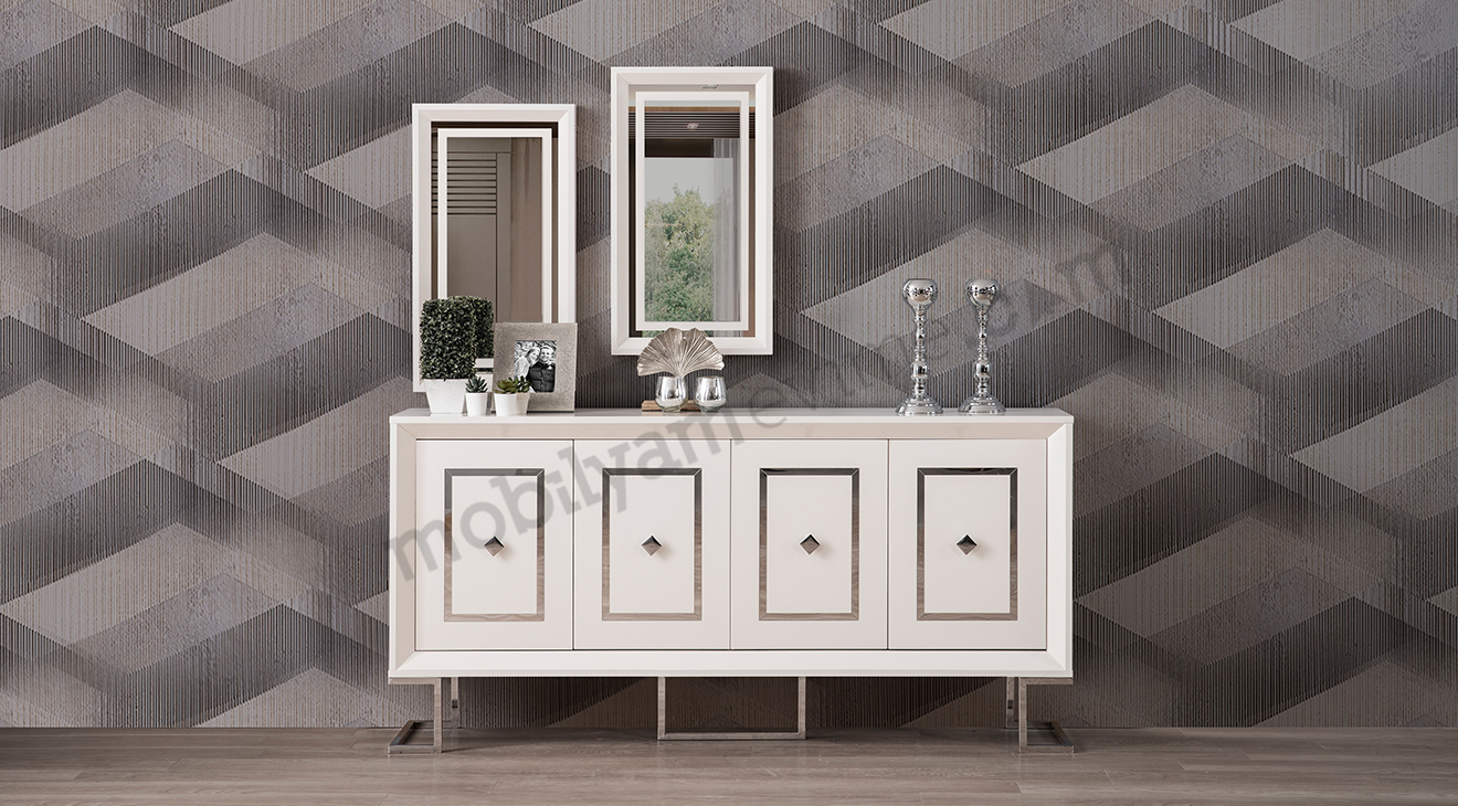 Berrak Metal Ayaklı Yemek Odası (Gümüş) Yemek Odası