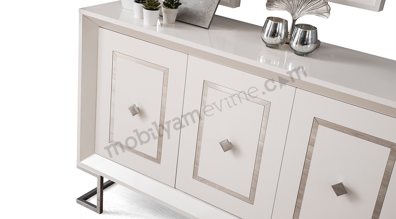 Berrak Metal Ayaklı Yemek Odası (Gümüş) Yemek Odası