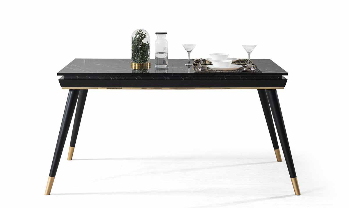 Asil Siyah Mermer Desenli Yemek Masası Masalar