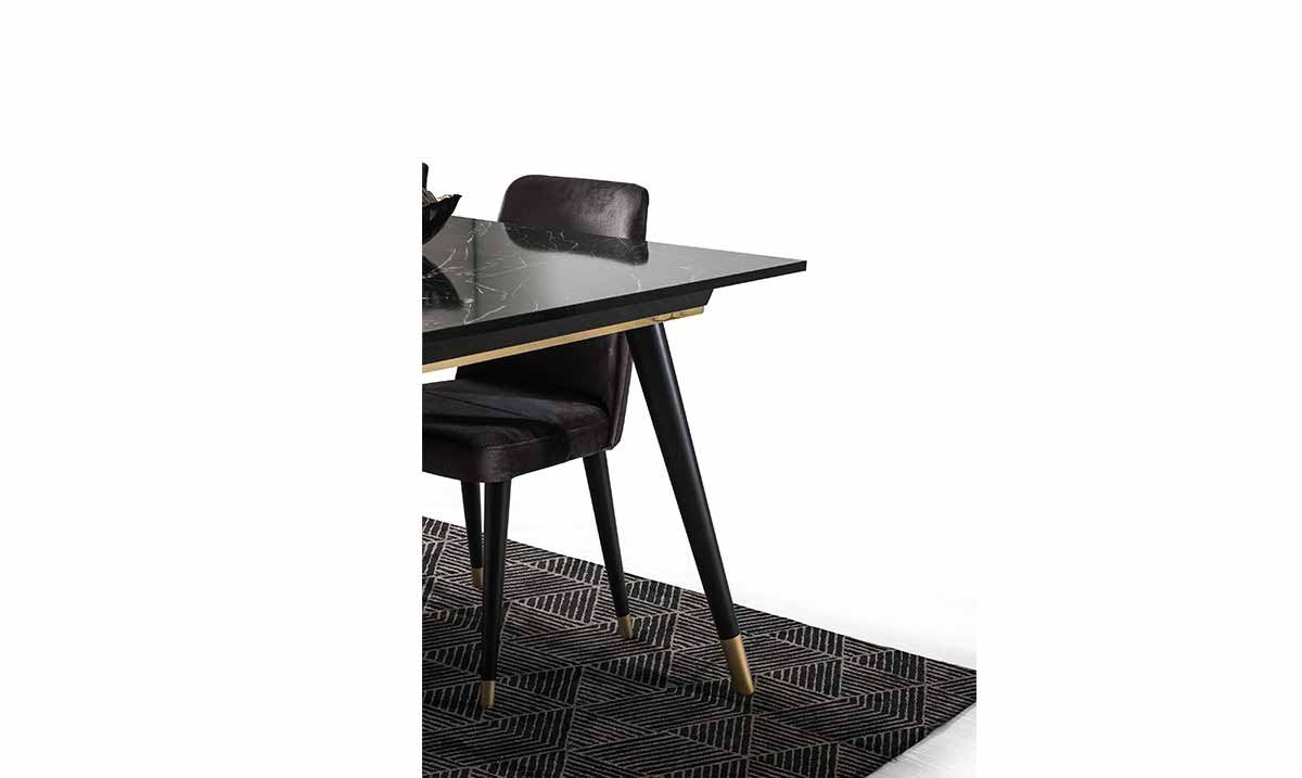 Asil Siyah Mermer Desenli Yemek Masası Masalar