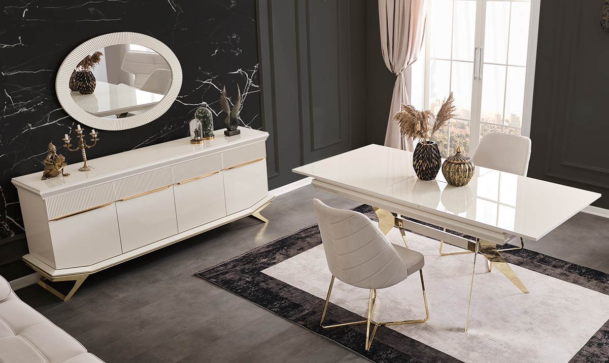 Angel Gold Metal Ayaklı Yemek Odası Takımı Yemek Odası