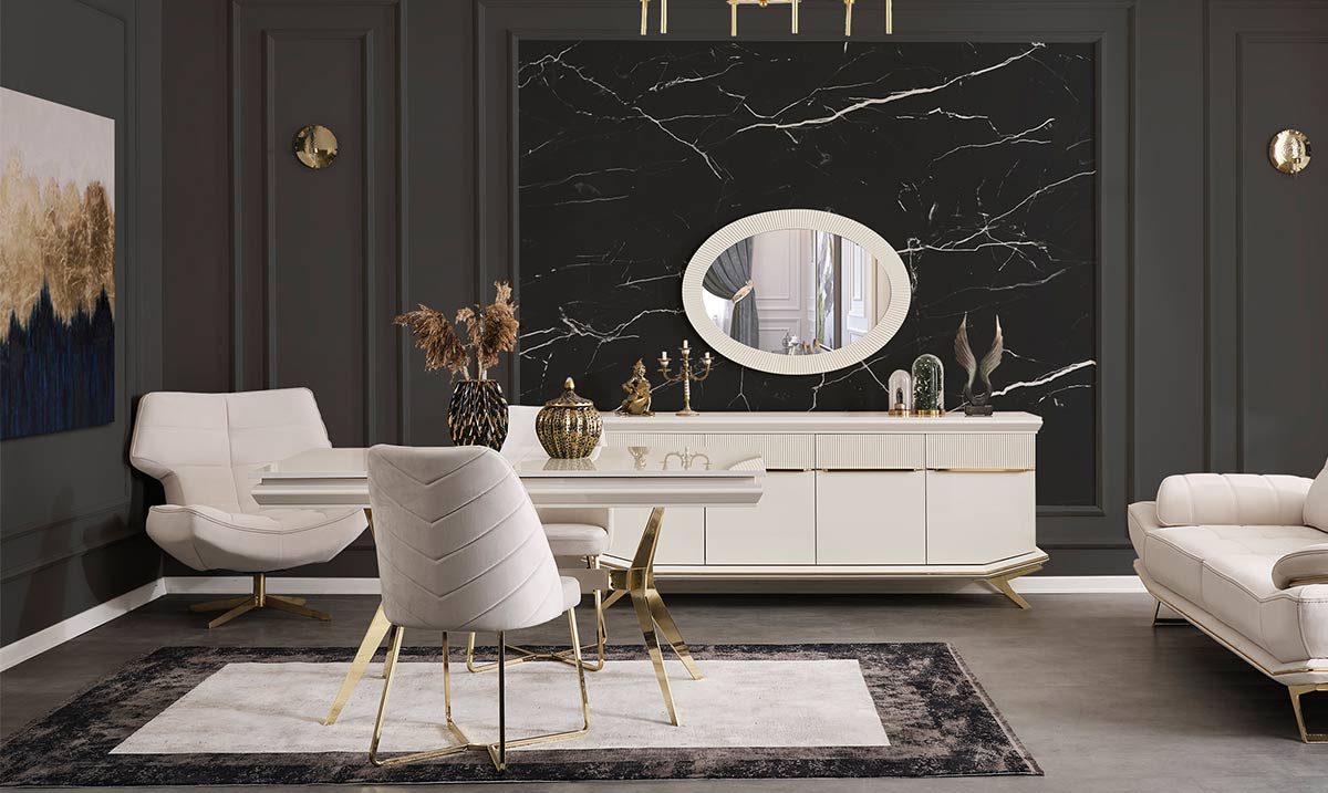 Angel Gold Metal Ayaklı Yemek Odası Takımı Yemek Odası