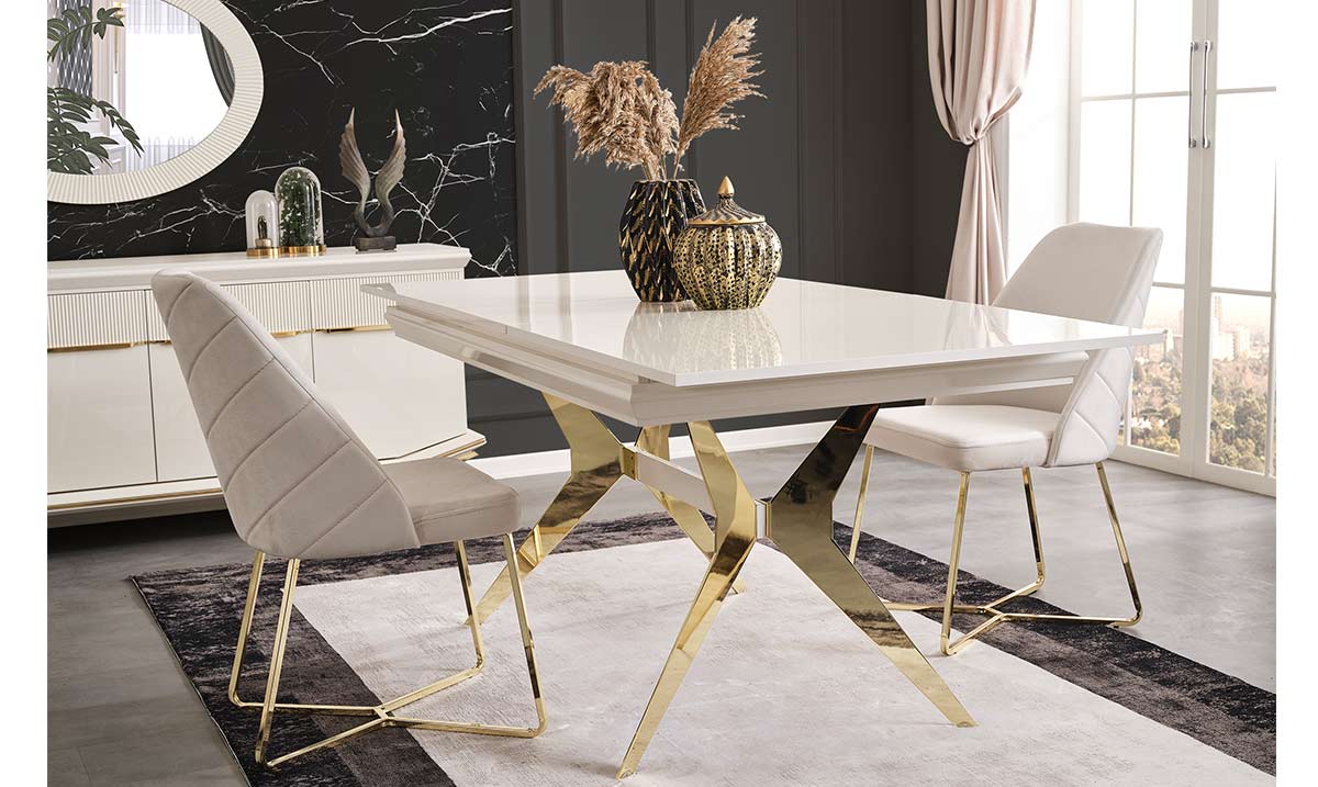 Angel Gold Metal Ayaklı Yemek Odası Takımı Yemek Odası
