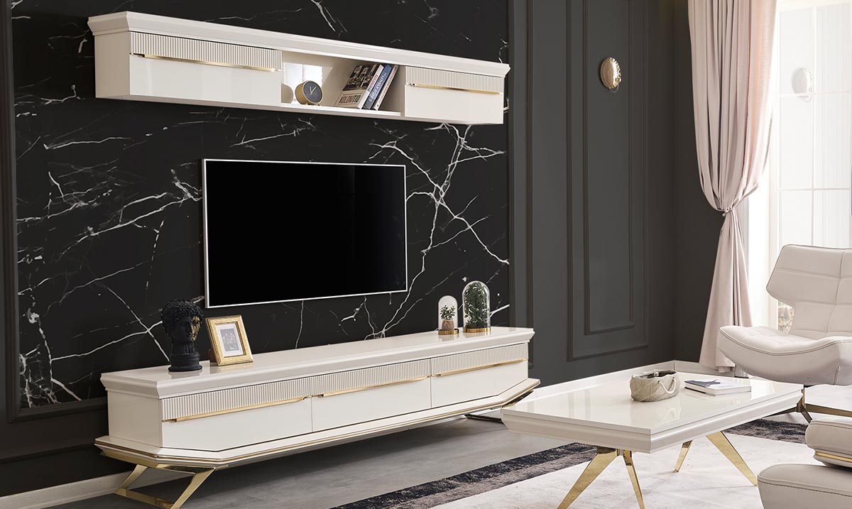 Angel Gold Metal Ayaklı Tv Ünitesi TV Ünitesi