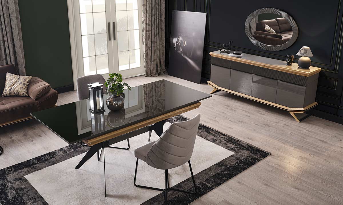 Grand Ahşap Metal Ayaklı Yemek Odası Takımı Yemek Odası