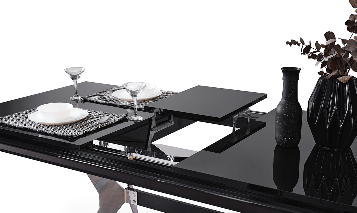 Masarati Gümüş Metal Ayaklı Yemek Odası Takımı Yemek Masası