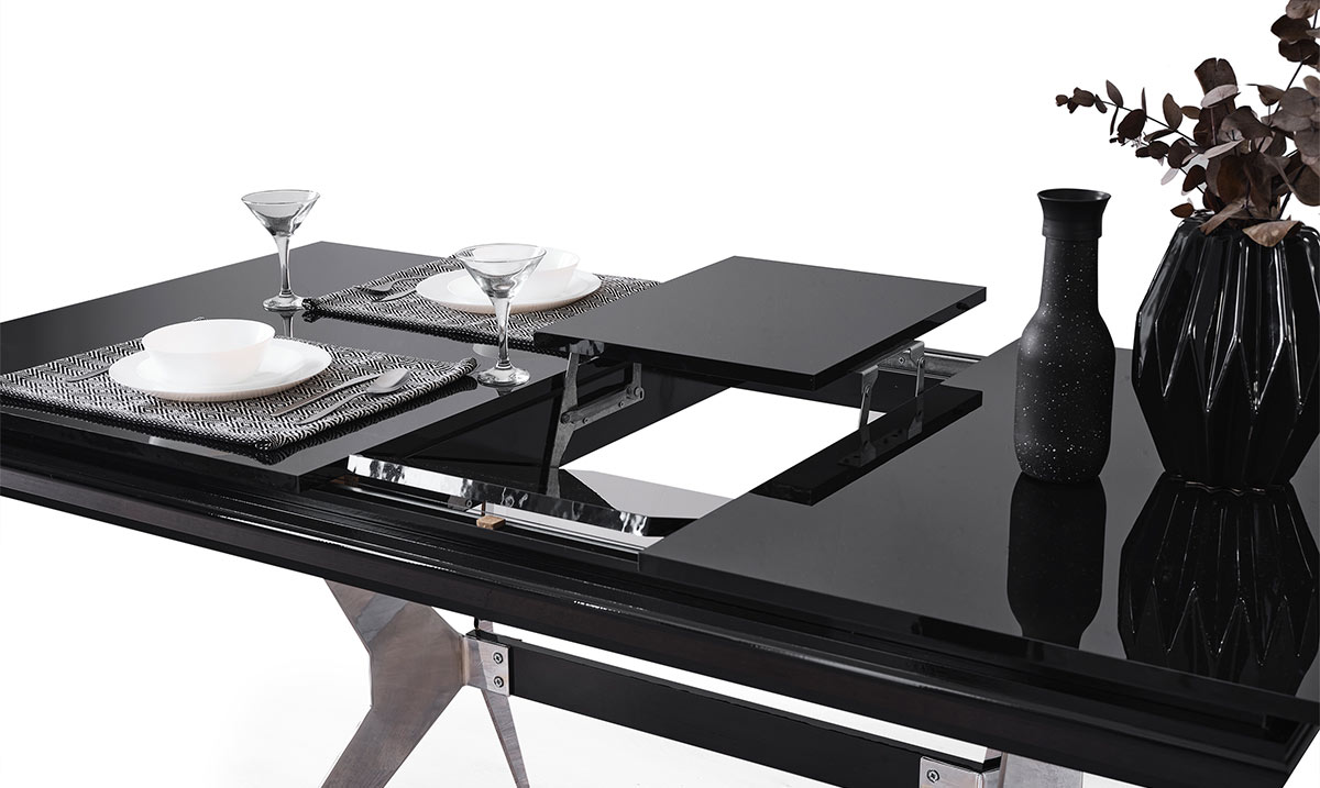 Masarati Gümüş Metal Ayaklı Yemek Masası Masalar