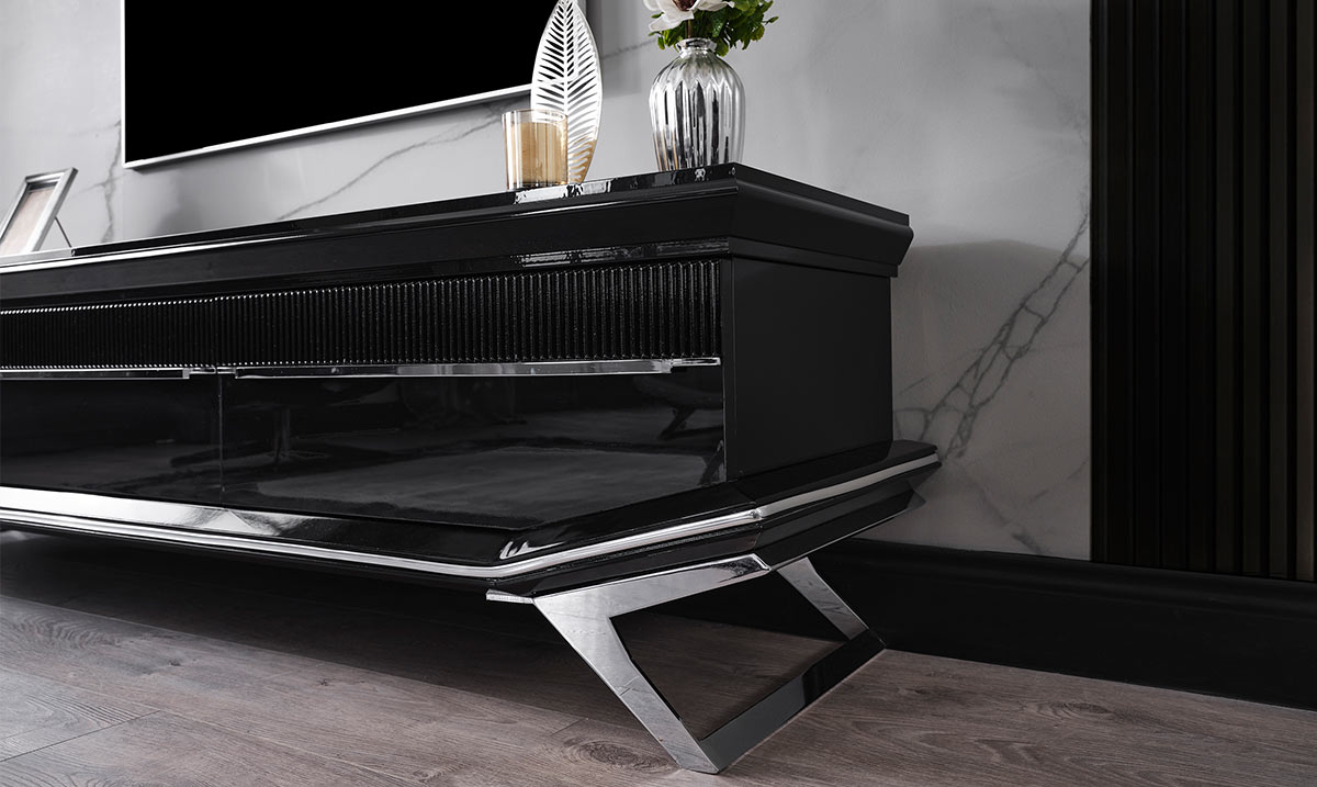 Masarati Gümüş Metal Ayaklı TV Ünitesi TV Ünitesi
