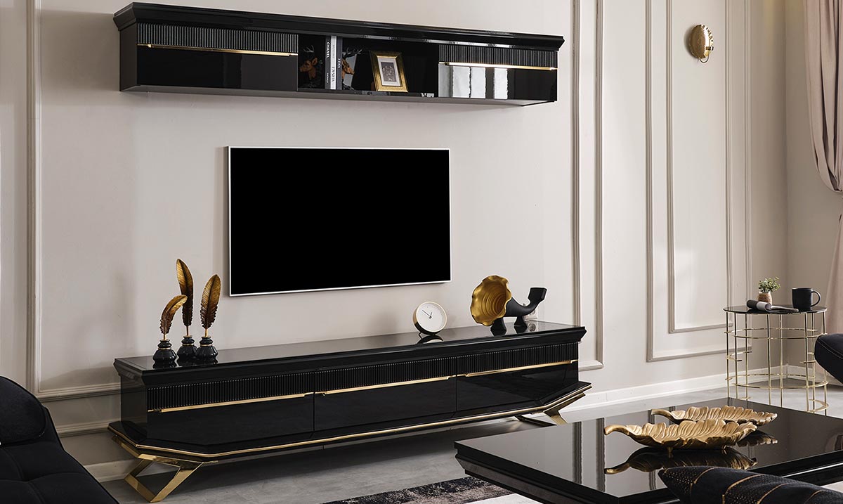 Masarati Gold Metal Ayaklı Tv Ünitesi TV Ünitesi