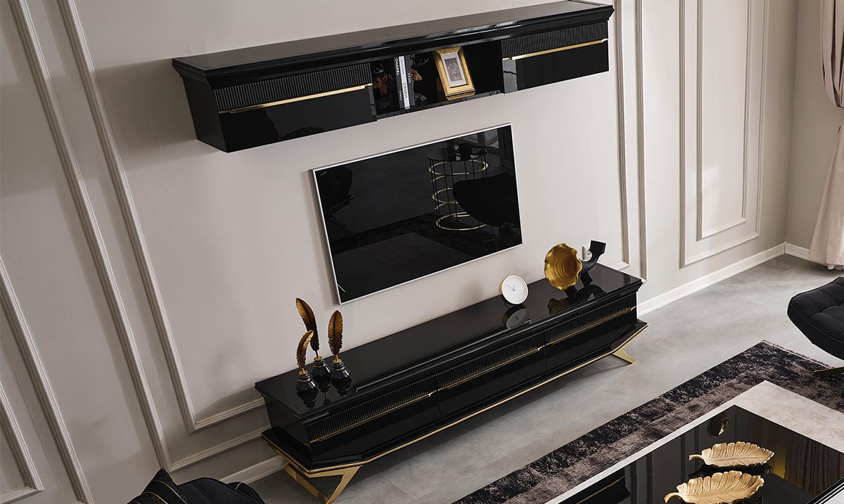 Masarati Gold Metal Ayaklı Tv Ünitesi TV Ünitesi