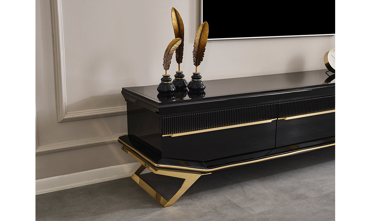 Masarati Gold Metal Ayaklı Tv Ünitesi TV Ünitesi