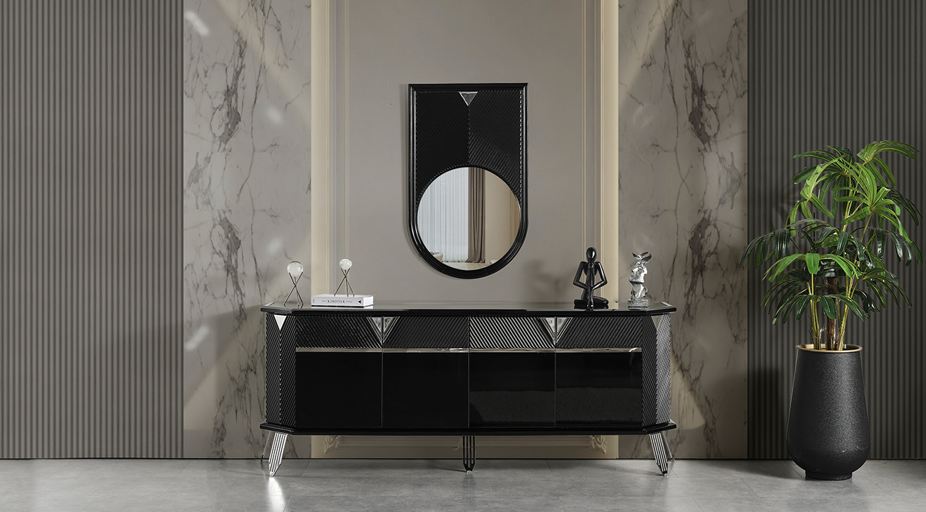 Berlin Siyah Yemek Odası Takımı Yemek Odası