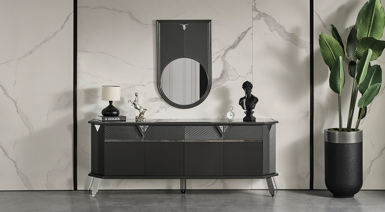 Madrid Gümüş Metal Ayaklı Yemek Odası Takımı Yemek Odası