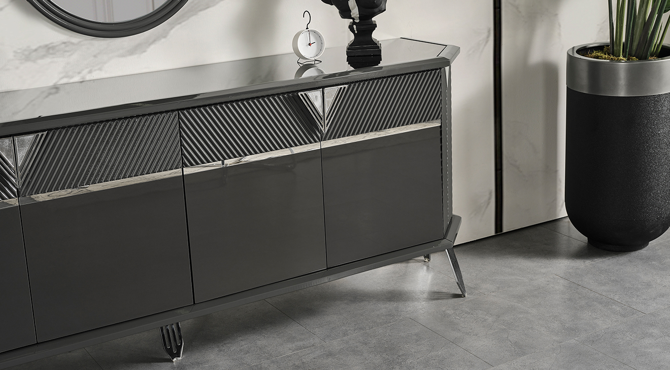 Madrid Gümüş Metal Ayaklı Yemek Odası Takımı Yemek Odası