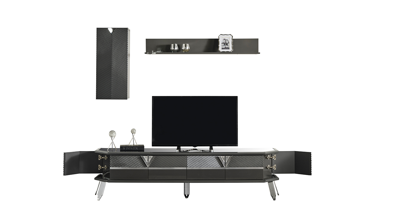 Madrid Gümüş Metal Ayaklı Tv Ünitesi TV Ünitesi