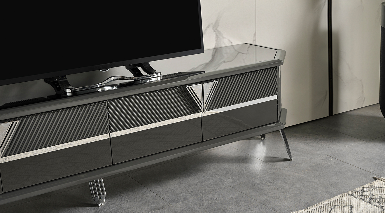 Madrid Gümüş Metal Ayaklı Tv Ünitesi TV Ünitesi