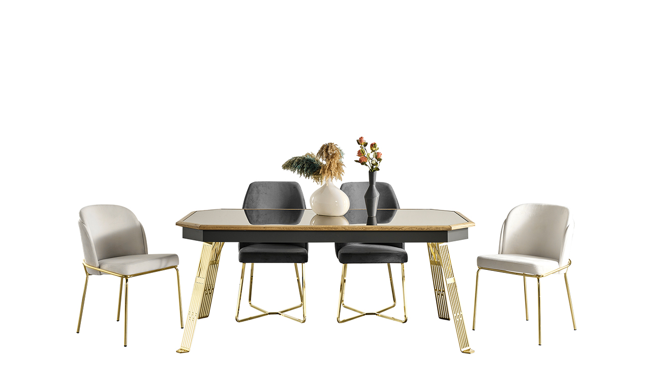 Marsilya Gold Metal Ayaklı Yemek Odası Takımı Yemek Odası