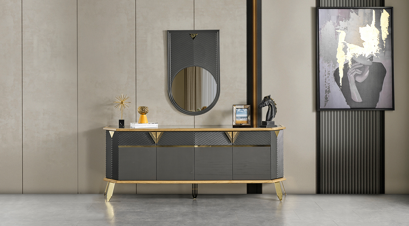 Marsilya Gold Metal Ayaklı Yemek Odası Takımı Yemek Odası