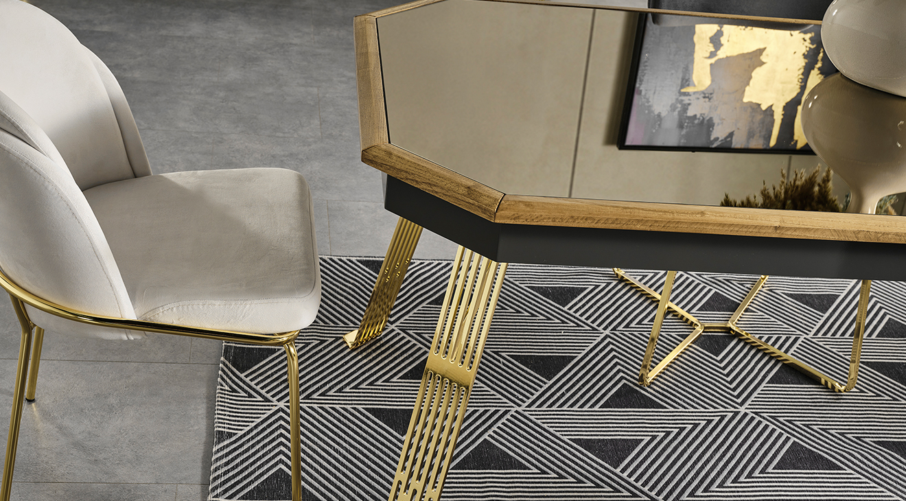 Marsilya Gold Metal Ayaklı Yemek Odası Takımı Yemek Odası