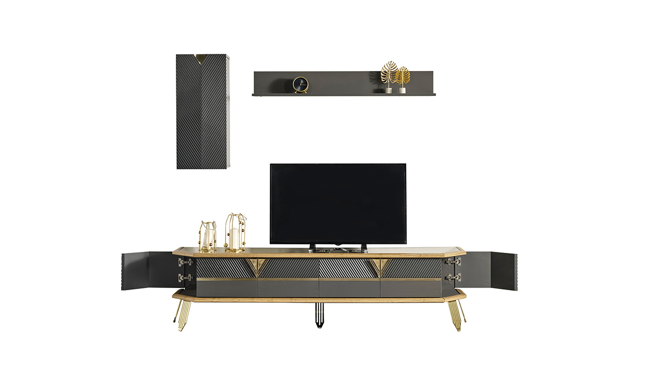 Marsilya Gold Metal Ayaklı Tv Ünitesi TV Ünitesi