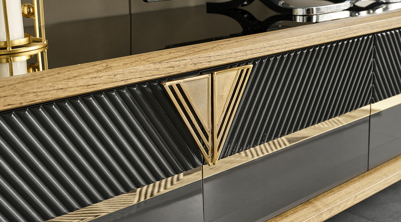 Marsilya Gold Metal Ayaklı Tv Ünitesi TV Ünitesi