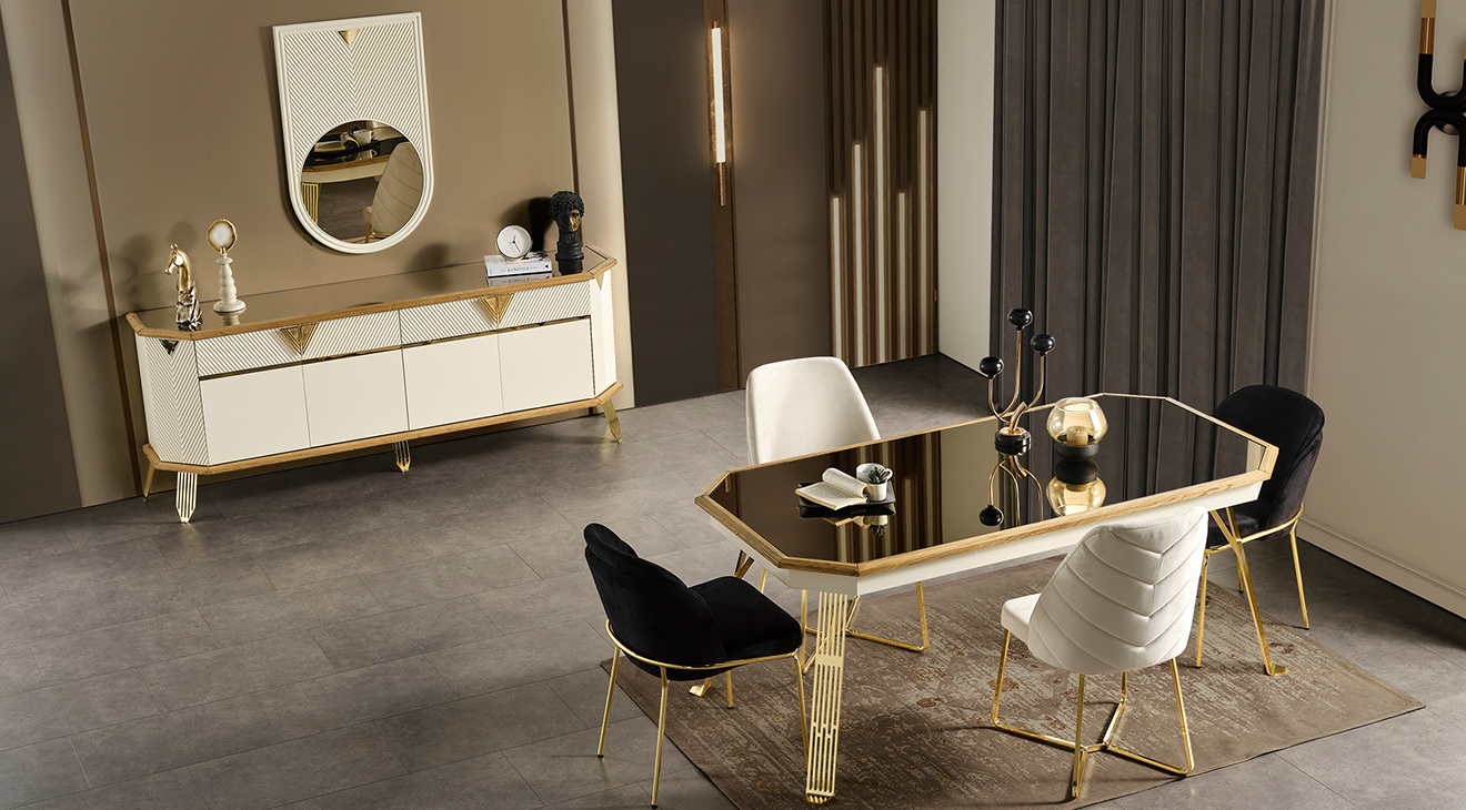 Milano Gold Metal Ayaklı Yemek Odası Takımı Yemek Odası