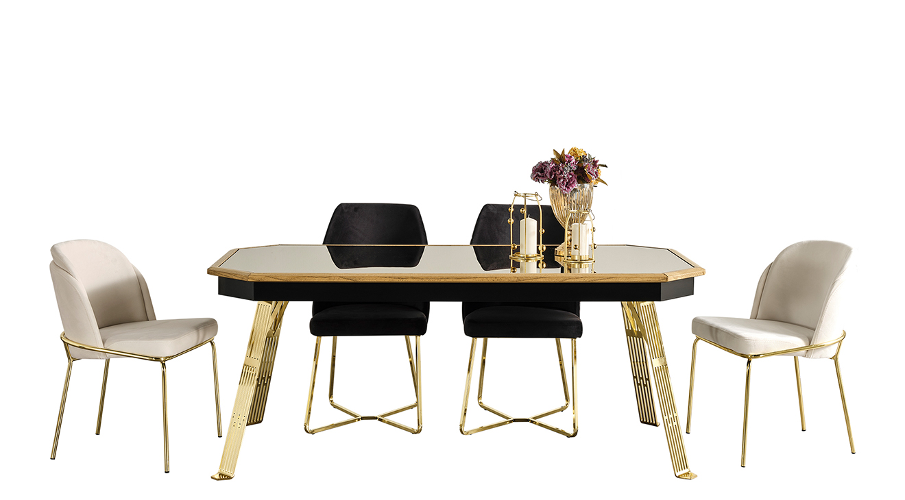 Porto Gold Metal Ayaklı Yemek Odası Takımı Yemek Odası