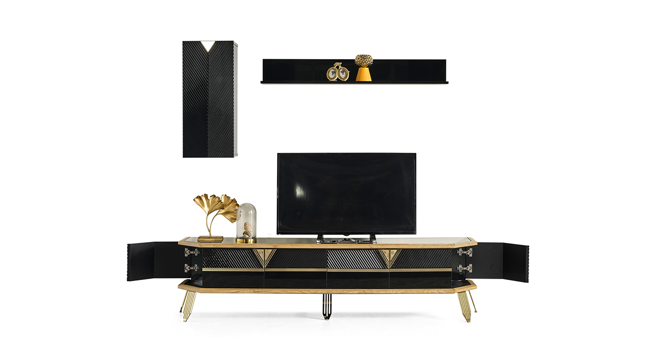 Porto Gold Metal Ayaklı Tv Ünitesi TV Ünitesi