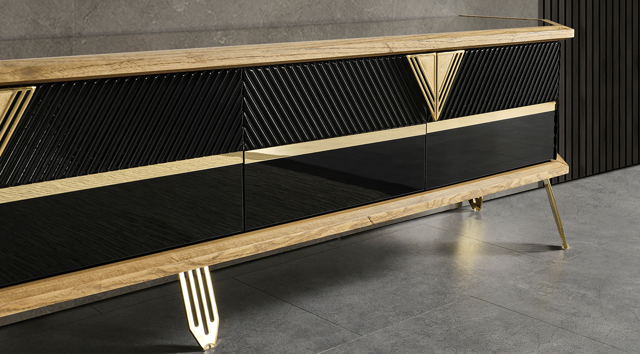 Porto Gold Metal Ayaklı Tv Ünitesi TV Ünitesi