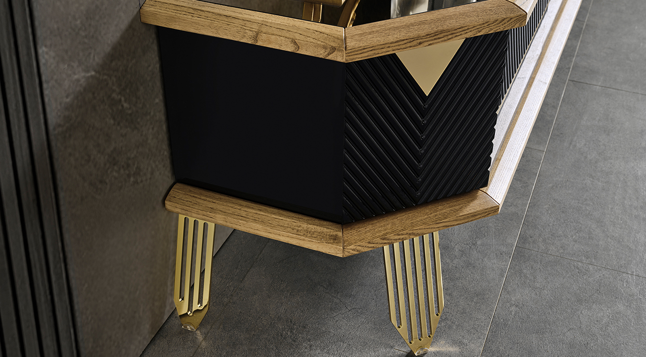 Porto Gold Metal Ayaklı Tv Ünitesi TV Ünitesi