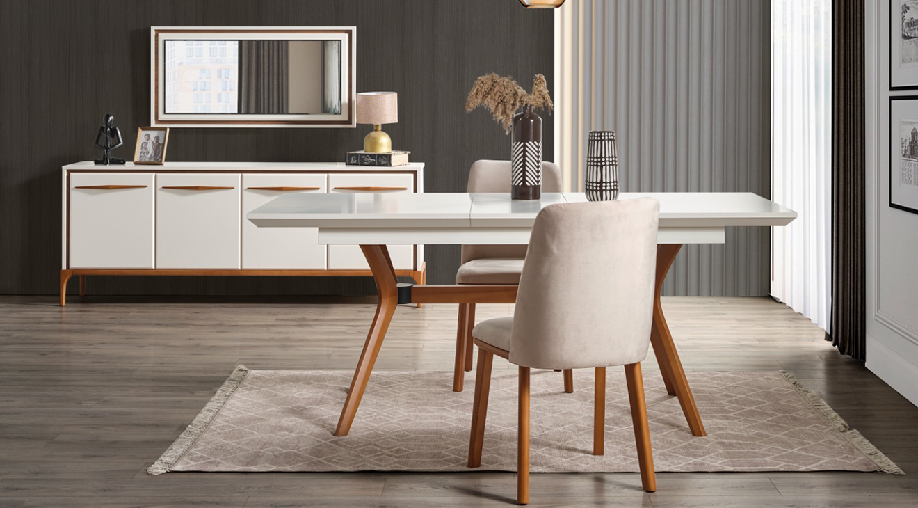 Kumsal Ahşap Ayaklı Yemek Odası Takımı Yemek Odası