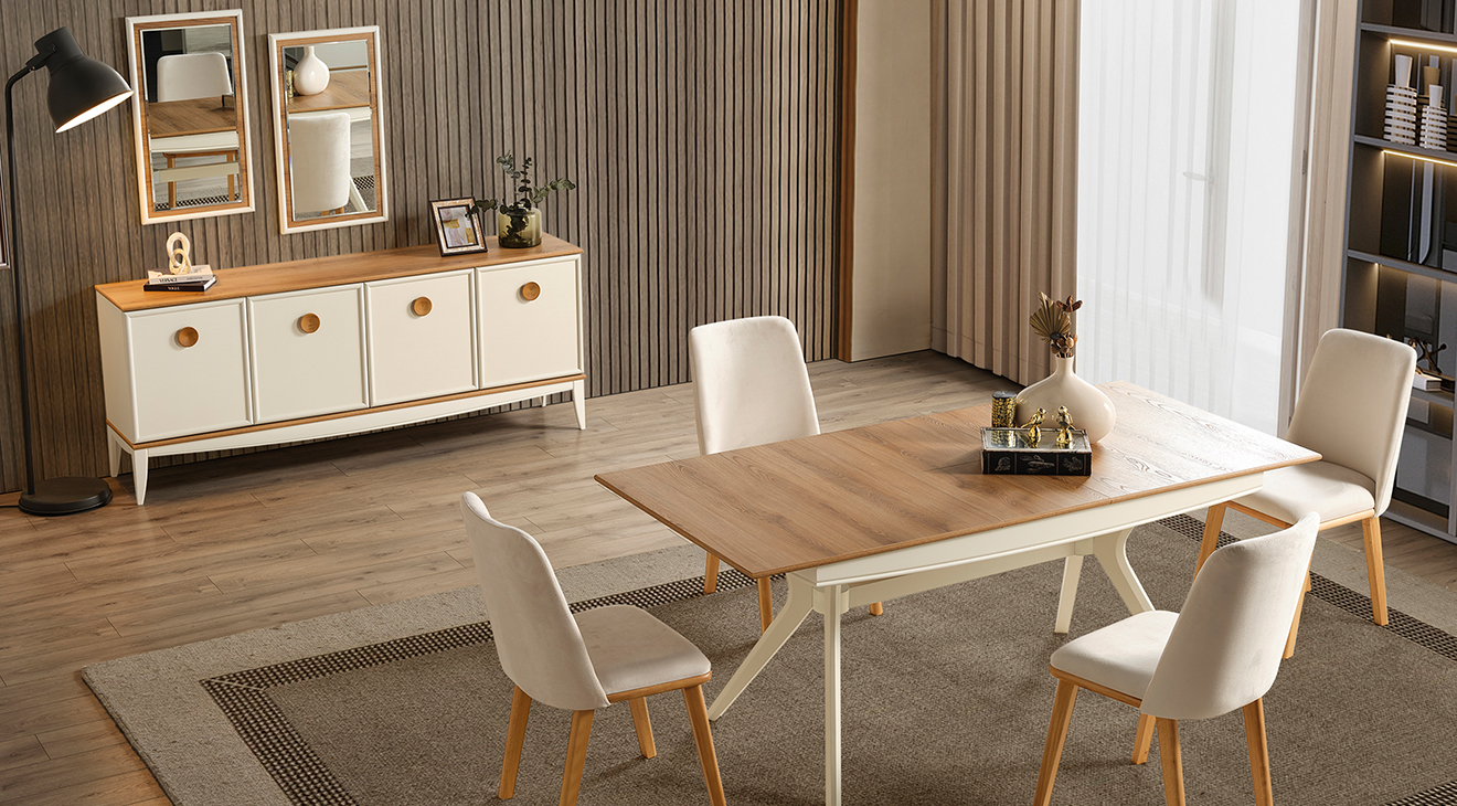 Silva Ahşap Ayaklı Yemek Odası Takımı Yemek Odası