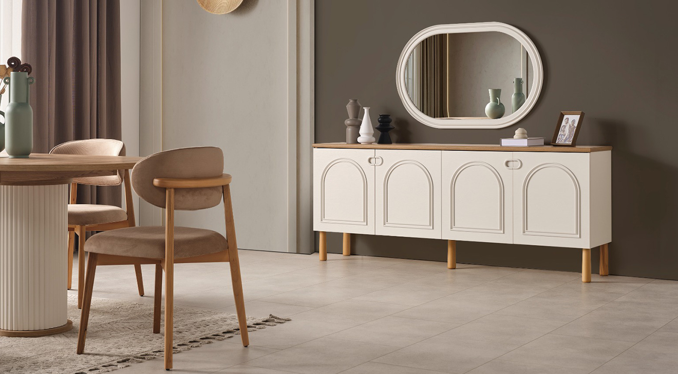 Derin Ahşap Ayaklı Bohem Yemek Odası Takımı Yemek Odası