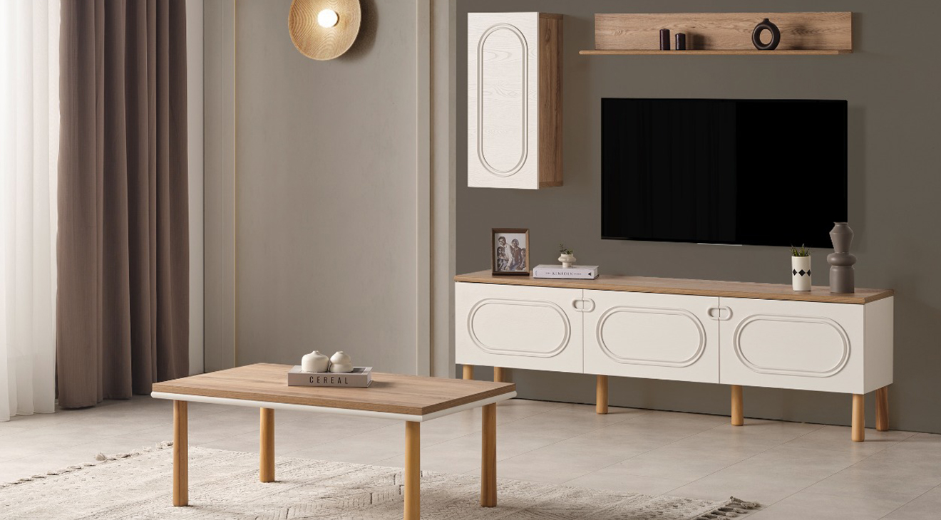 Derin Ahşap Ayaklı Tv Ünitesi TV Ünitesi