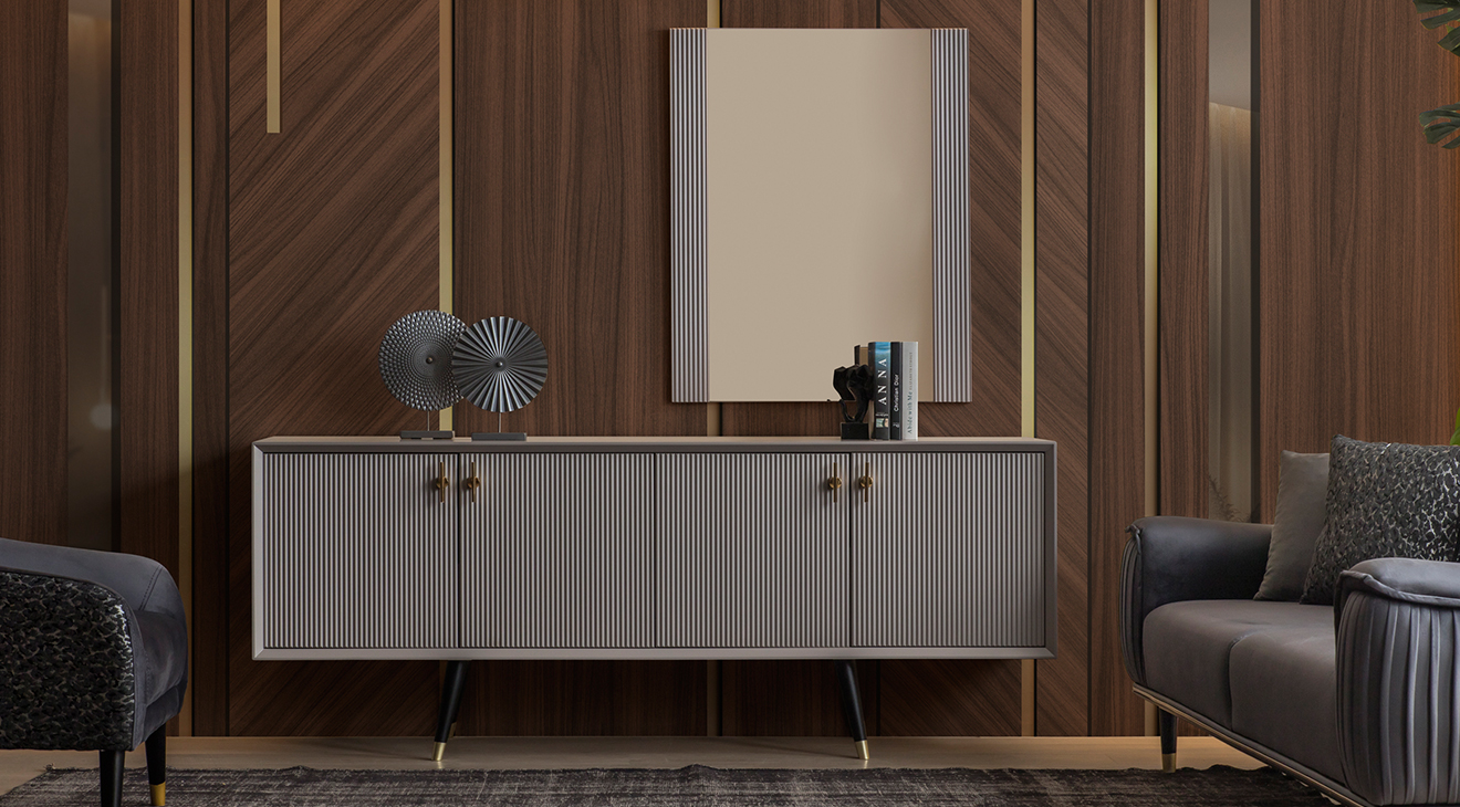 Golf Gri Yemek Odası Takımı Yemek Odası