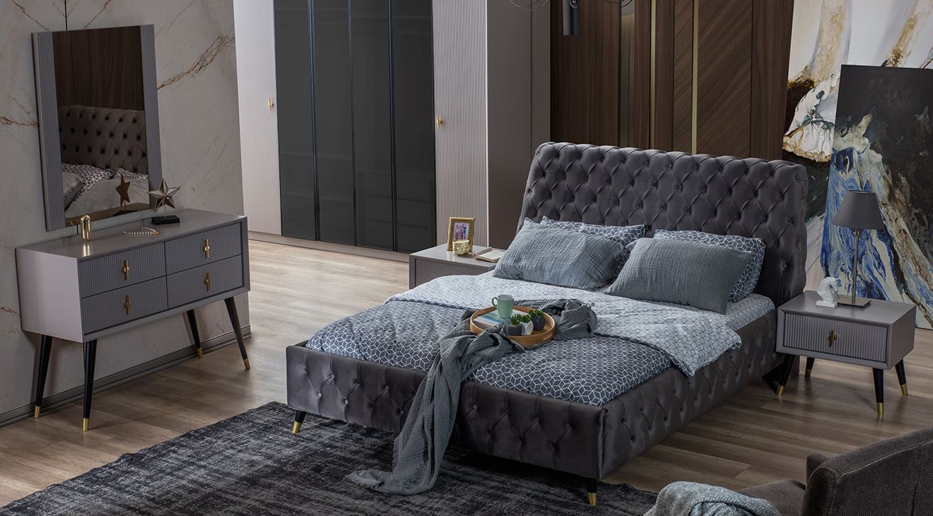 Golf Gri 6 Kapaklı Yatak Odası Takımı Yatak Odası