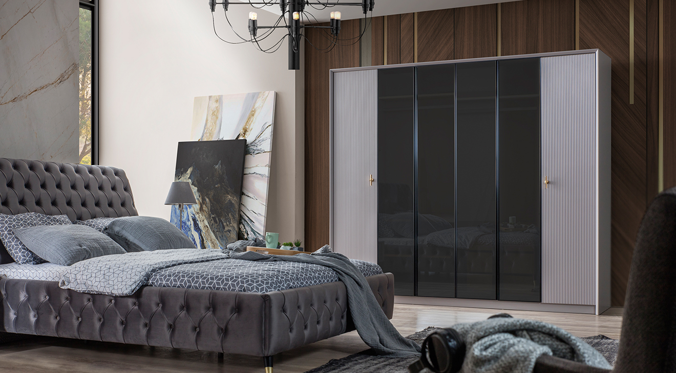 Golf Gri 6 Kapaklı Yatak Odası Takımı Yatak Odası