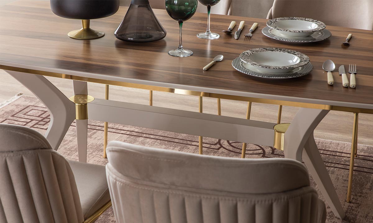 Royal Gold Metal Ayaklı Yemek Odası Takımı Yemek Odası