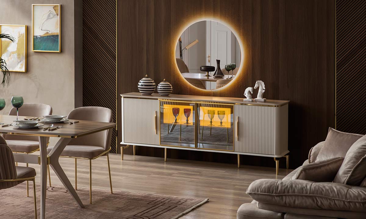 Royal Gold Metal Ayaklı Yemek Odası Takımı Yemek Odası