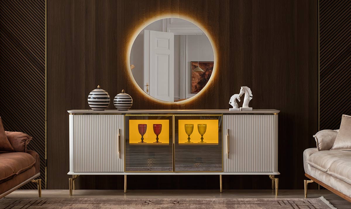 Royal Gold Metal Ayaklı Yemek Odası Takımı Yemek Odası