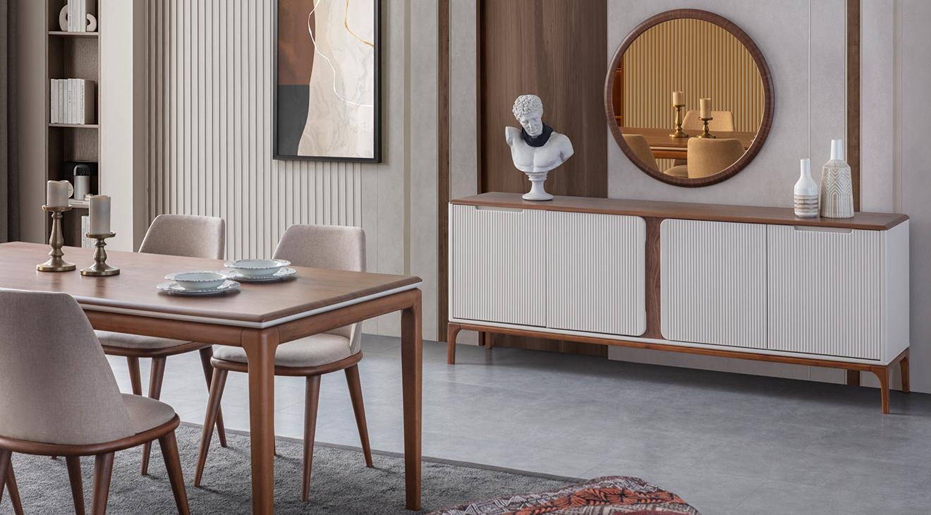 İnci Ahşap Ayaklı Yemek Odası Takımı Yemek Odası