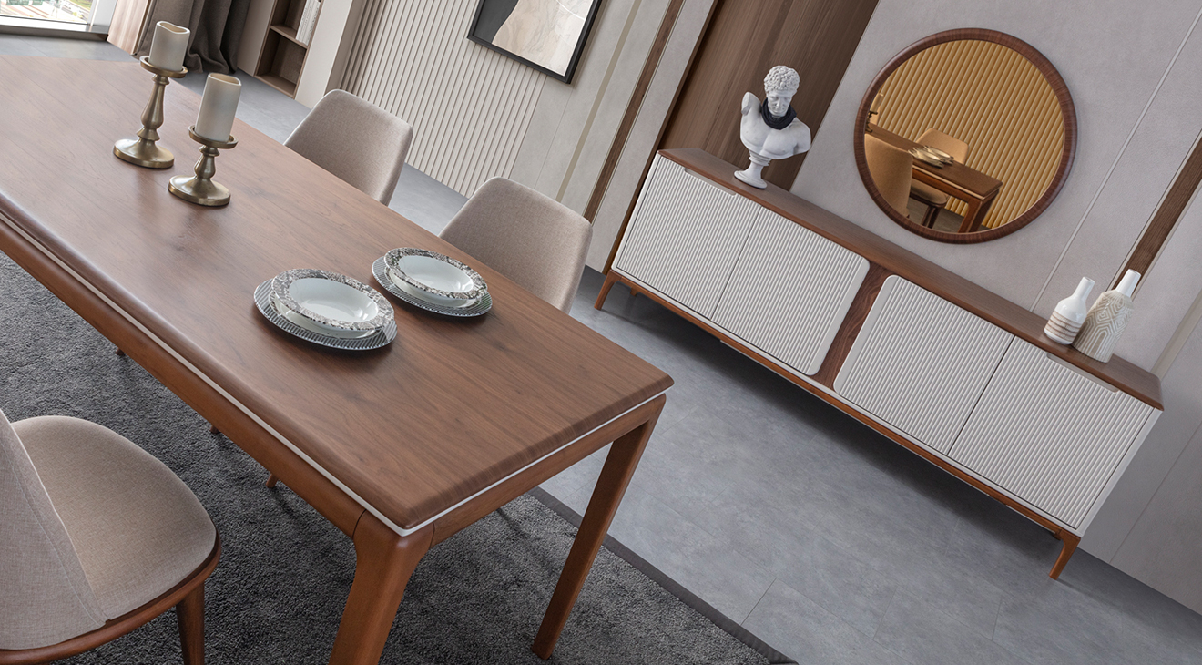 İnci Ahşap Ayaklı Yemek Odası Takımı Yemek Odası